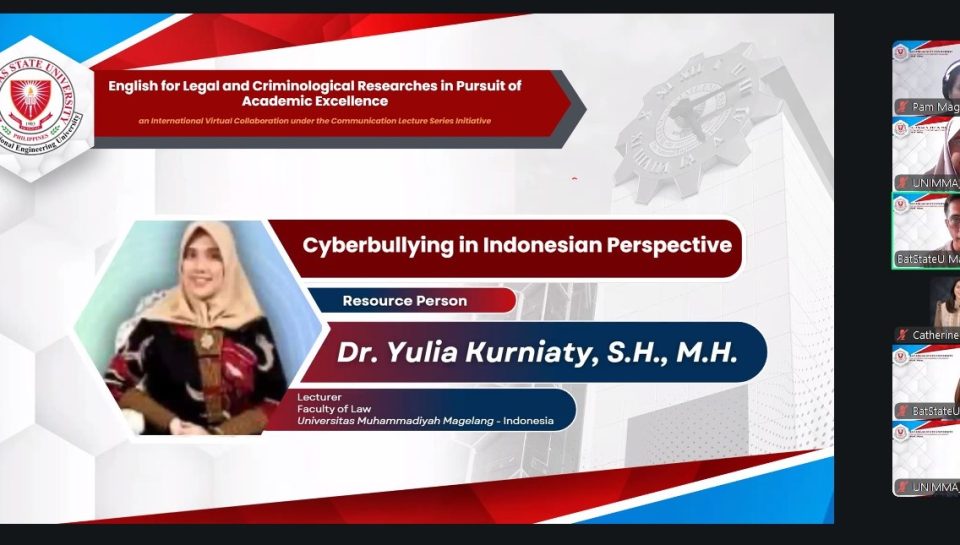 Implementasi Kerja Sama Internasional, UNIMMA Bahas Cyberbullying di Webinar Batangas State University Filipina